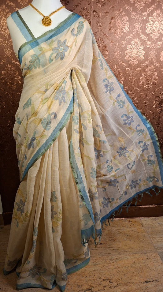 Spring Bloom Linen Tissue Saree