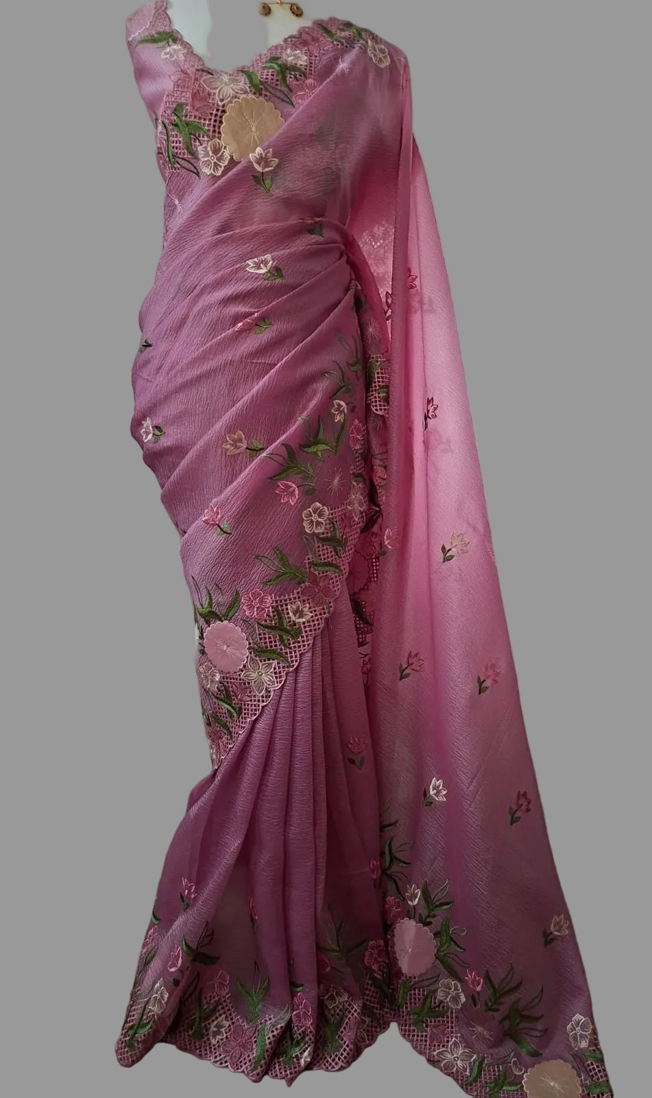 Cut Work Saree with embroidery detailing