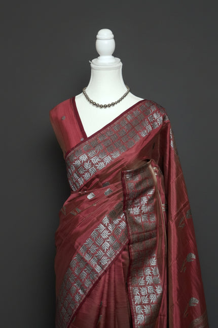 Maroon Lustre Silk