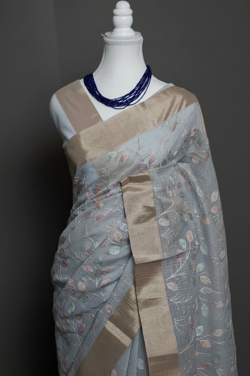 Moonmist Floral Silky Kota Saree