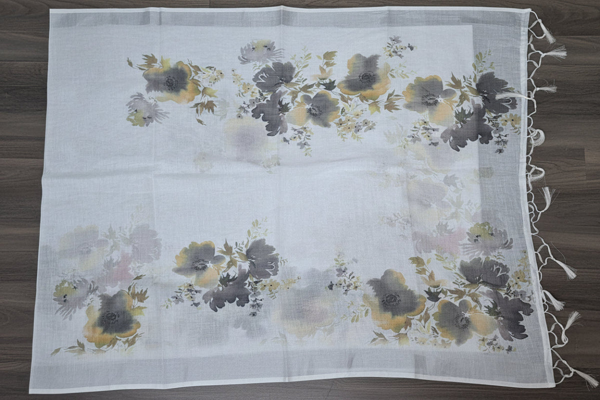 Floral Haze Linen Saree