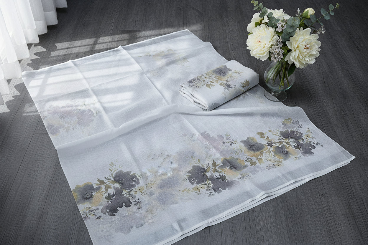 Floral Haze Linen Saree