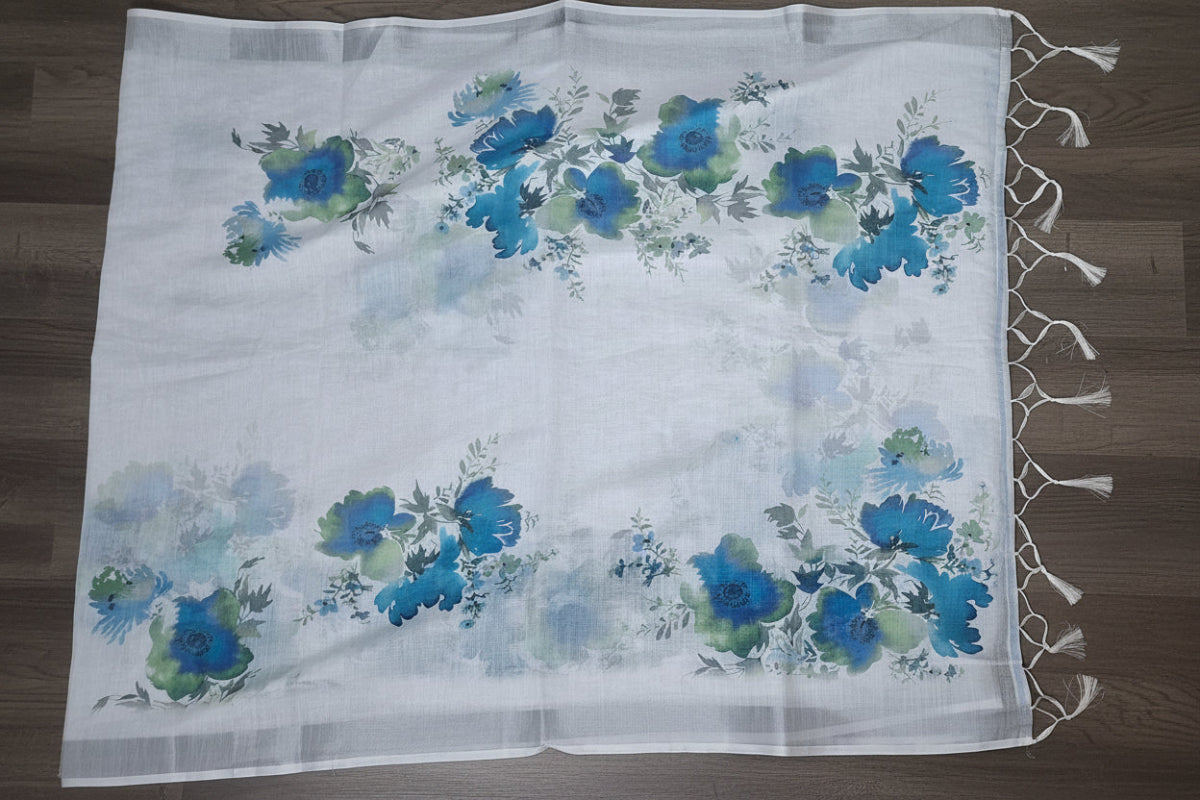 Floral Haze Linen Saree