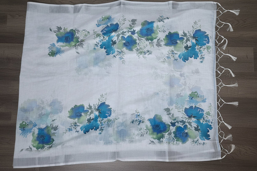 Floral Haze Linen Saree