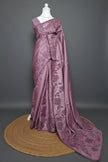 Mauve Bloom Satin Tussar Saree