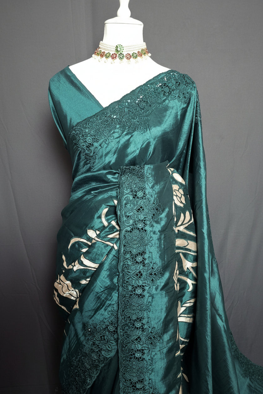 Signature Cutwork Appliqué Silk Saree