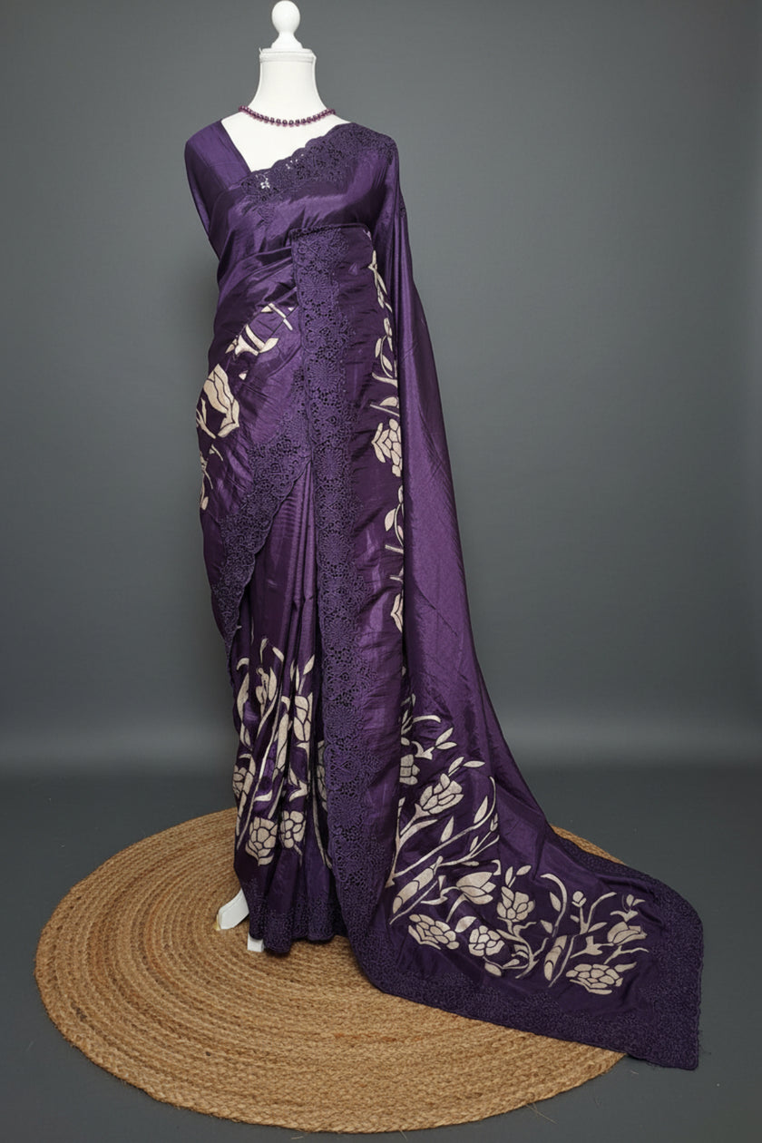 Signature Cutwork Appliqué Silk Saree