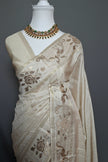 Pearl Gold Floral Viscose Silk