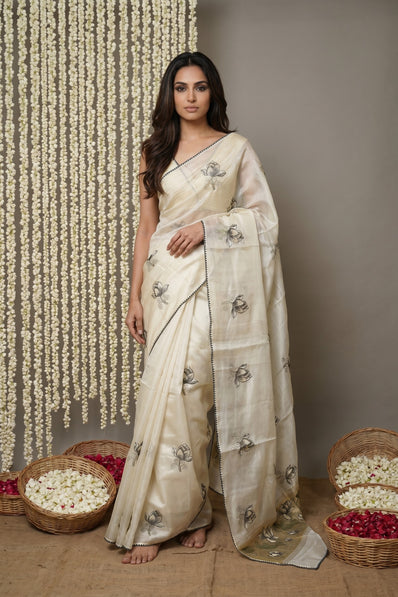 Lotus Bloom Chanderi Organza Saree