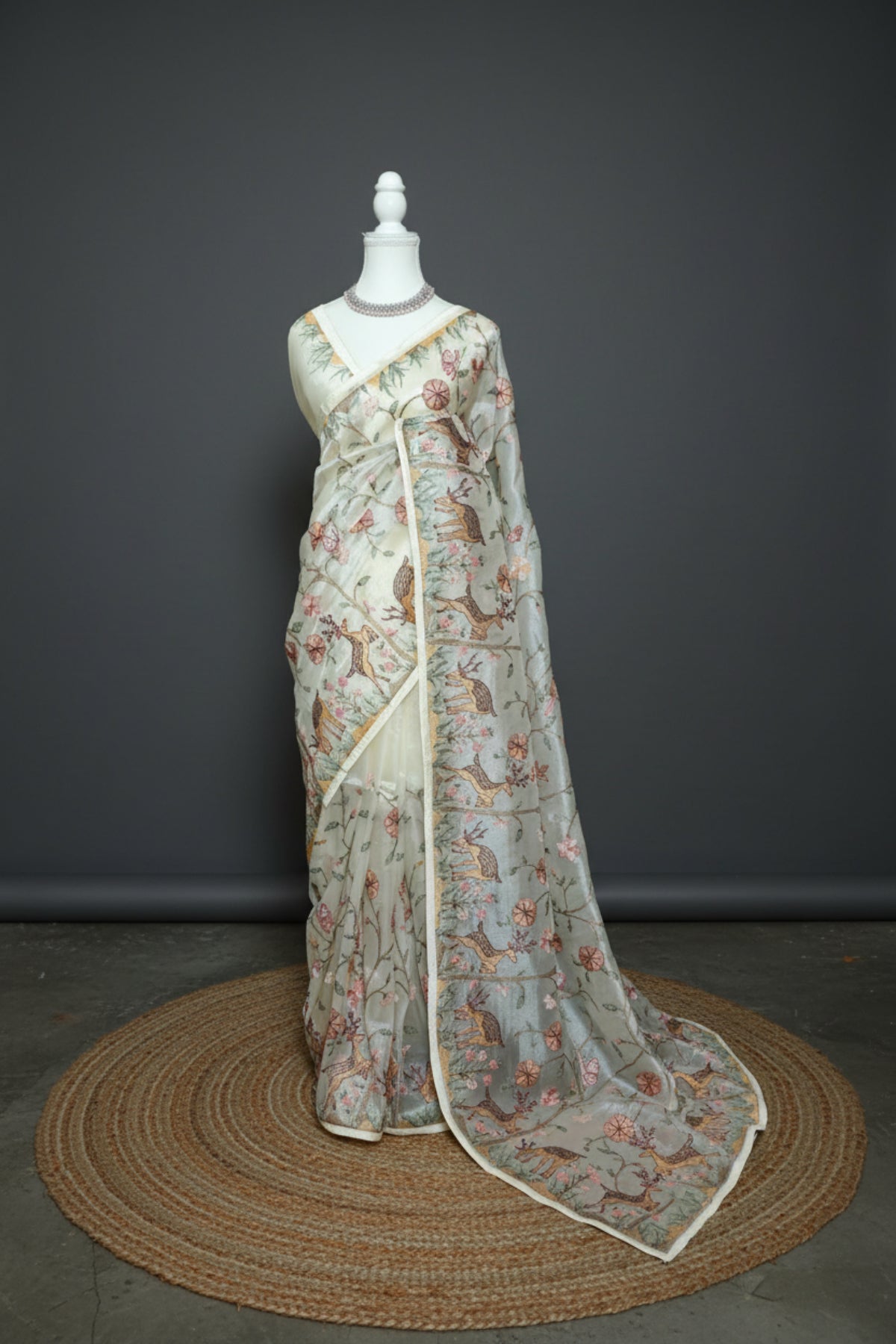 Deer & Blossom Premium Tissue Saree