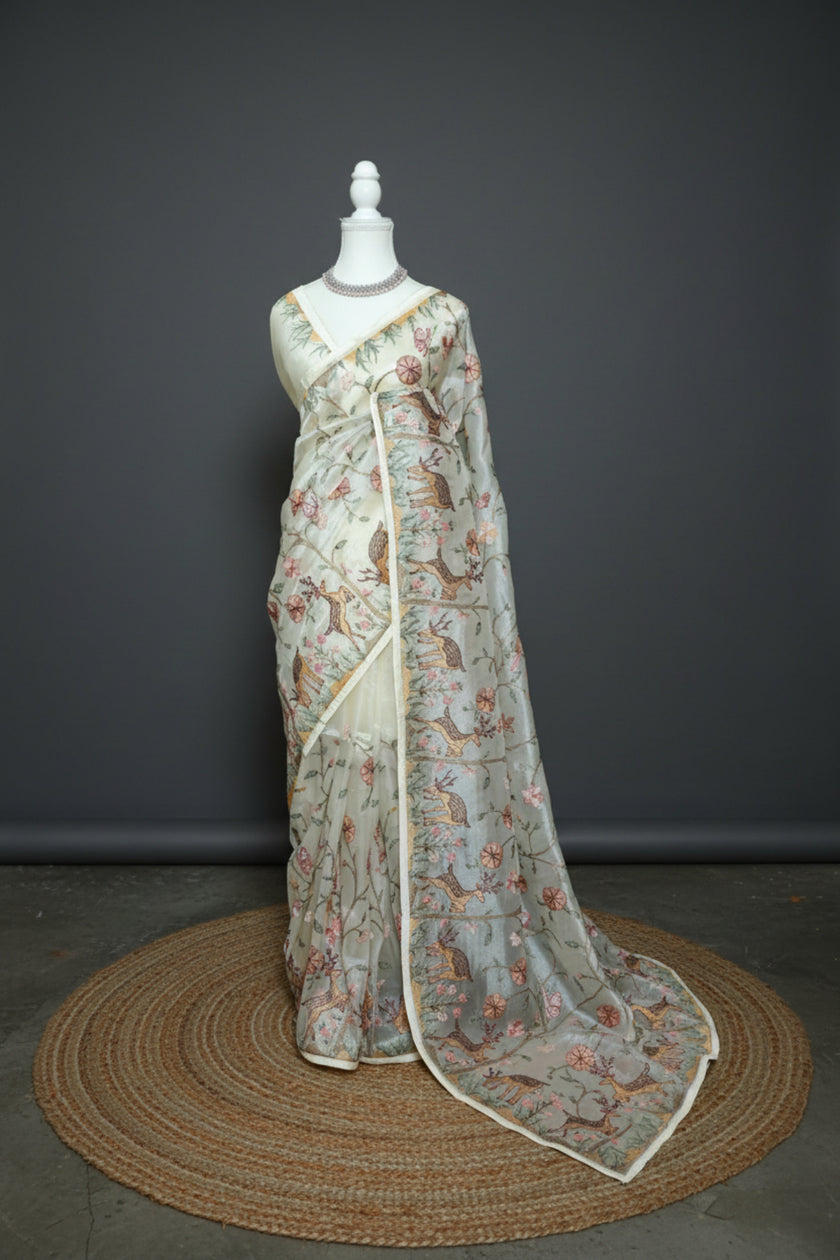 Deer & Blossom Premium Tissue Saree
