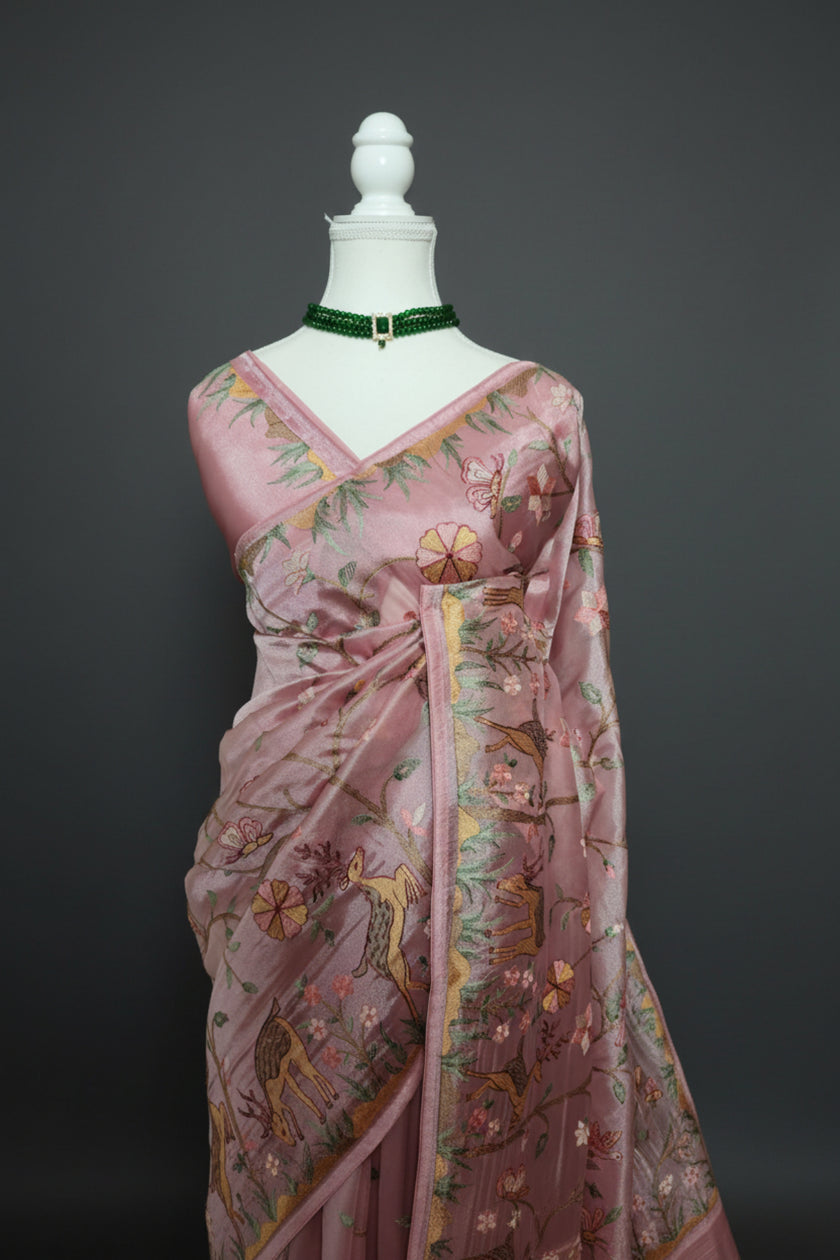 Deer & Blossom Premium Tissue Saree
