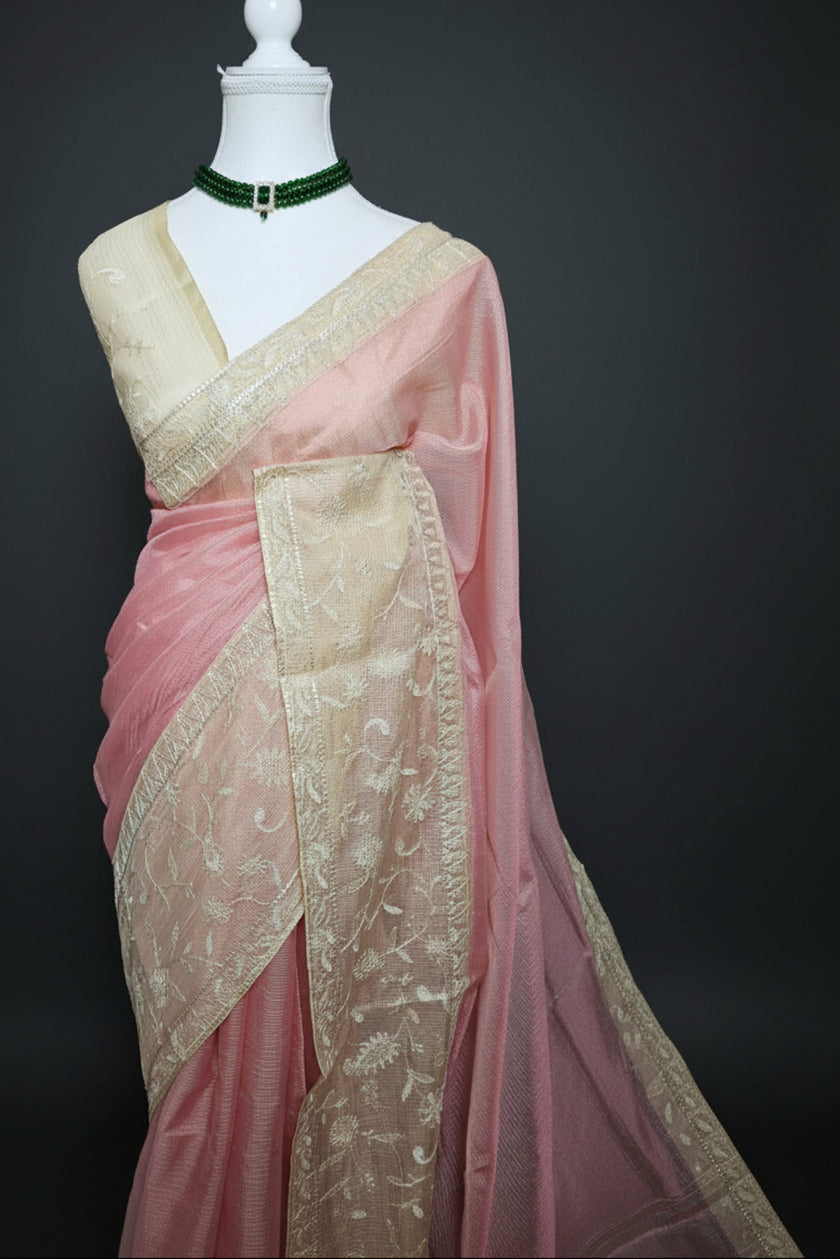 Pastel Whisper Embroidered Silky Kota