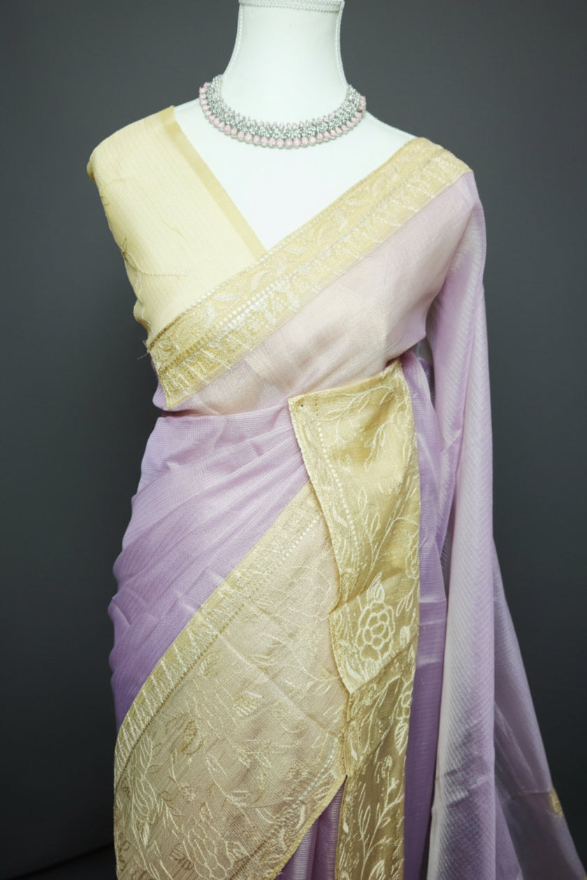 Pastel Whisper Embroidered Silky Kota