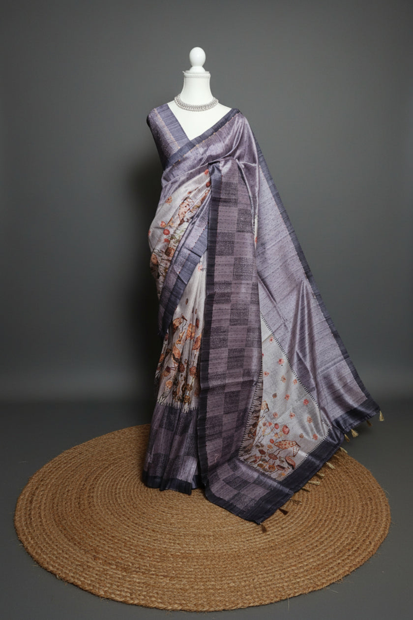 Flamingo Bloom Tussar Saree Collection