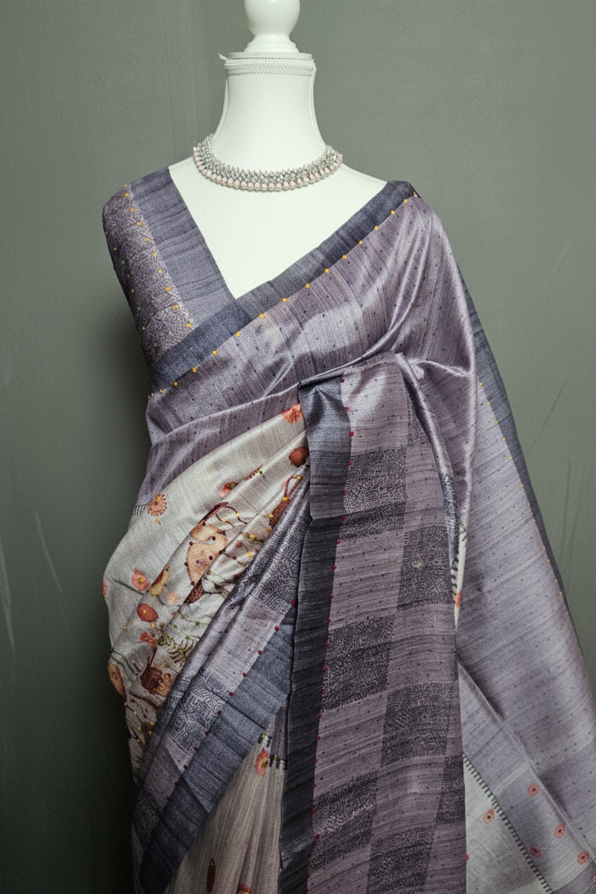 Flamingo Bloom Tussar Saree Collection