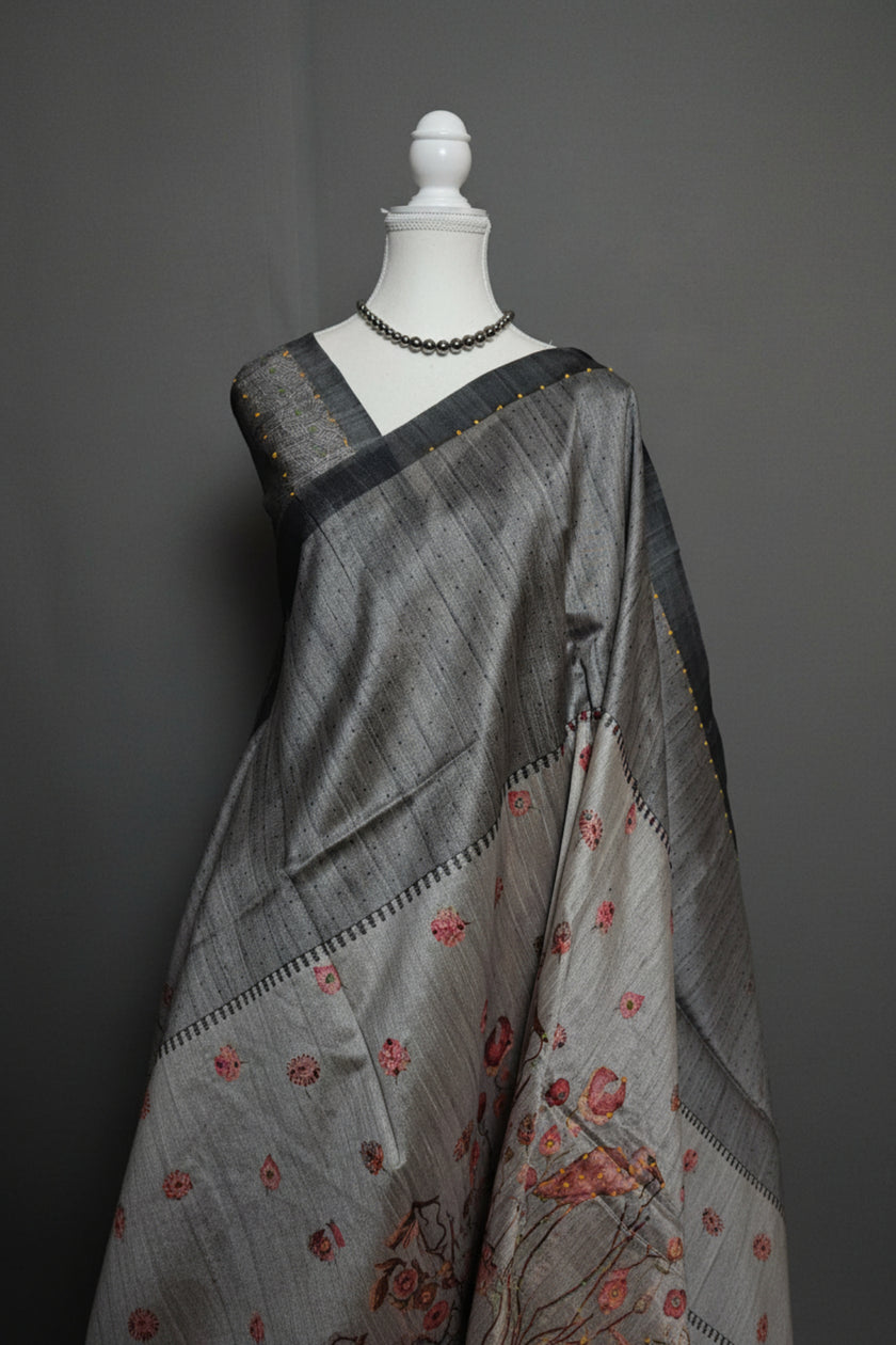 Flamingo Bloom Tussar Saree Collection