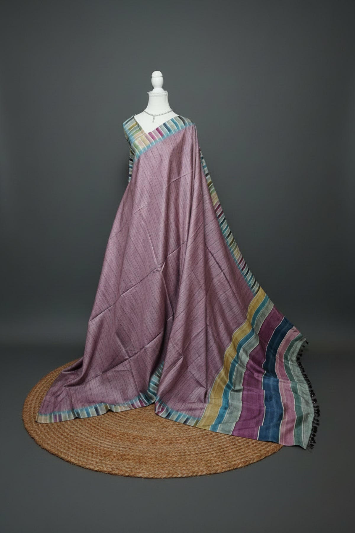 Rainbow Border Matka Silk