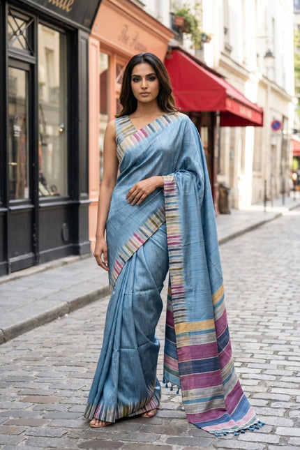 Rainbow Border Matka Silk
