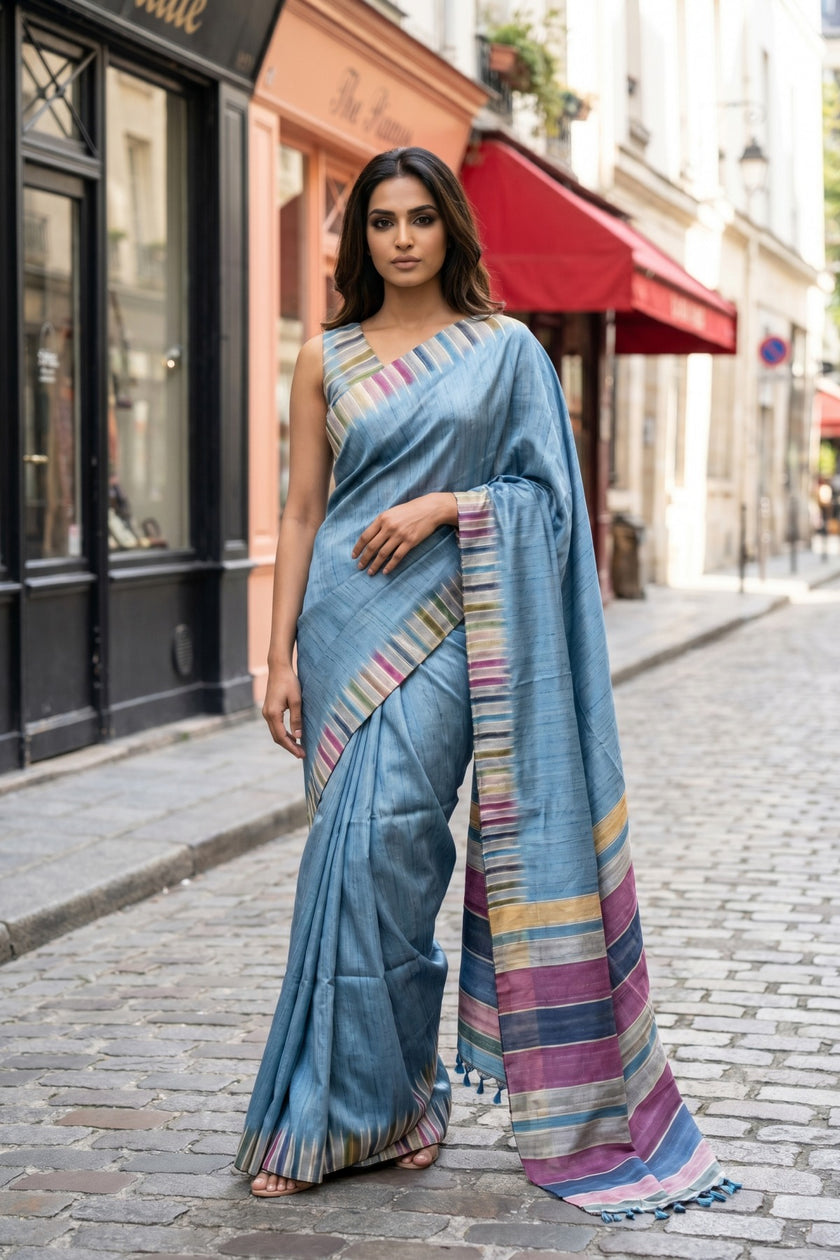 Rainbow Border Matka Silk