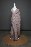 Whispering Vines Aari Work Linen Tissue Saree