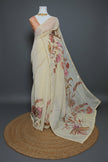 Petals in Paint-Tissue Linen Saree
