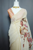 Petals in Paint-Tissue Linen Saree