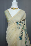 Petals in Paint-Tissue Linen Saree