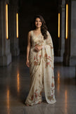 Petals in Paint-Tissue Linen Saree