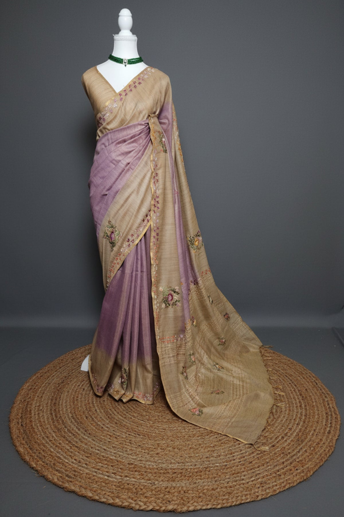 Dual Tone Blossom Blended Tussar Saree