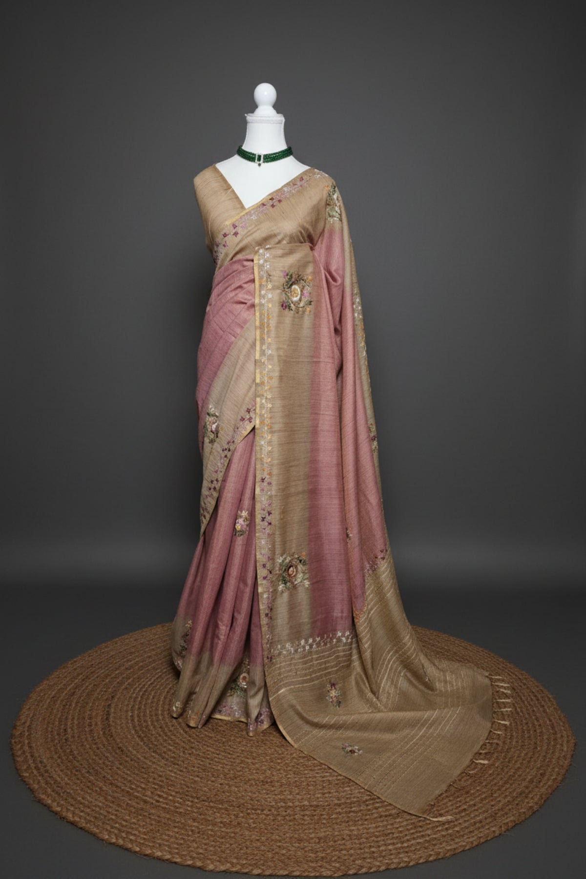 Dual Tone Blossom Blended Tussar Saree