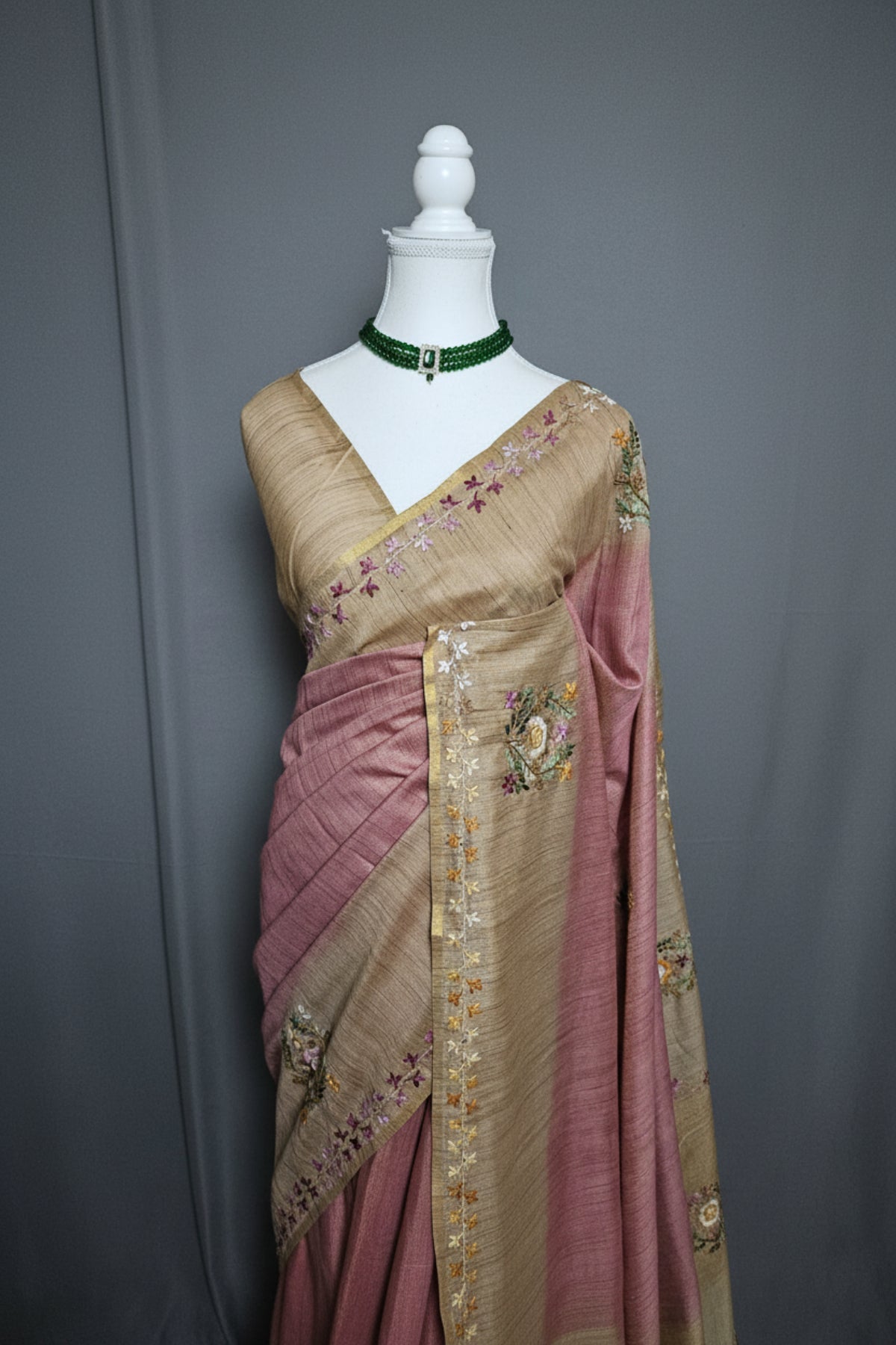Dual Tone Blossom Blended Tussar Saree