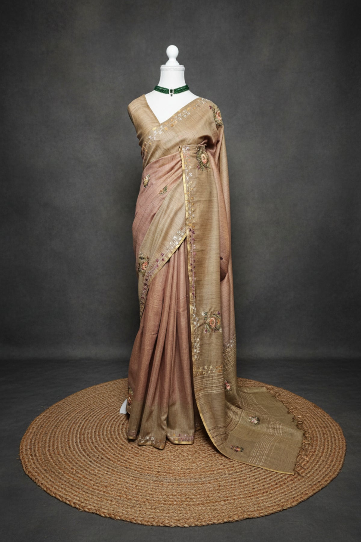 Dual Tone Blossom Blended Tussar Saree