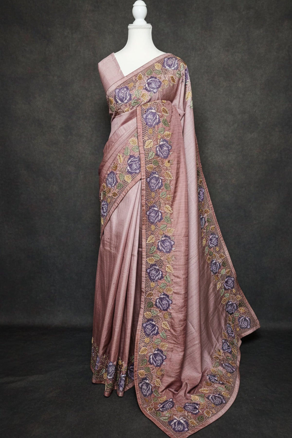 Rosevine Cutwork Tussar Saree