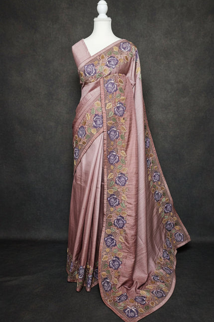Rosevine Cutwork Tussar Saree