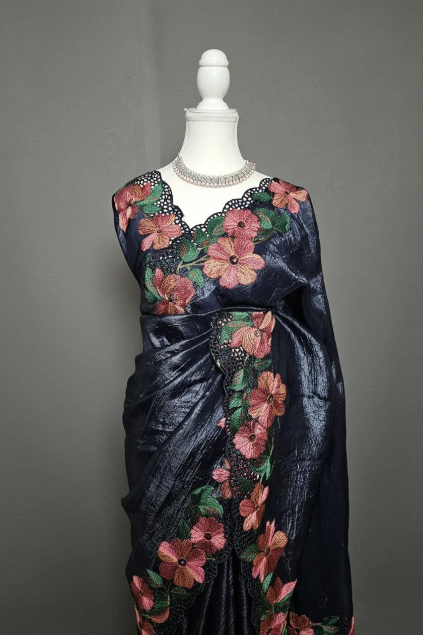Floral Blossom Crush Silk Saree