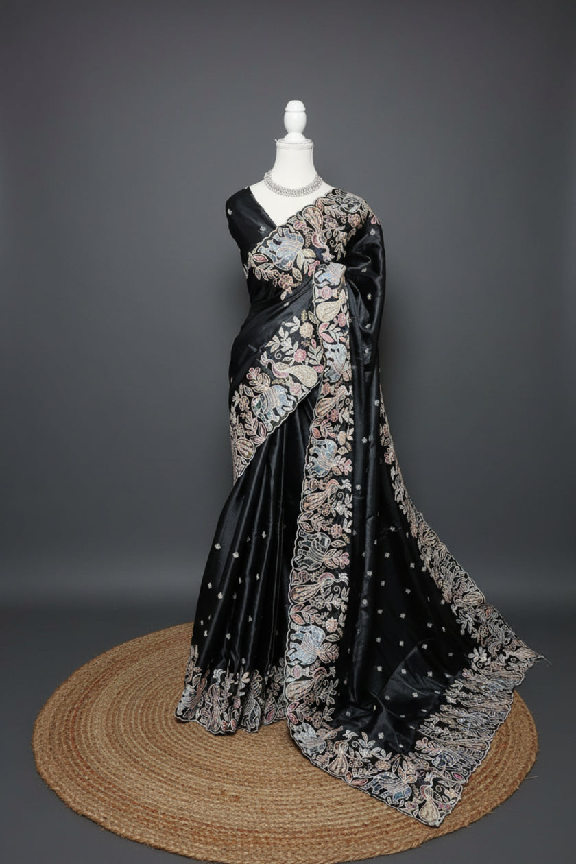 Persian Garden Satin Dobby Tussar Saree