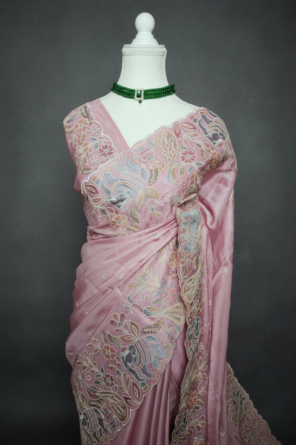 Persian Garden Satin Dobby Tussar Saree