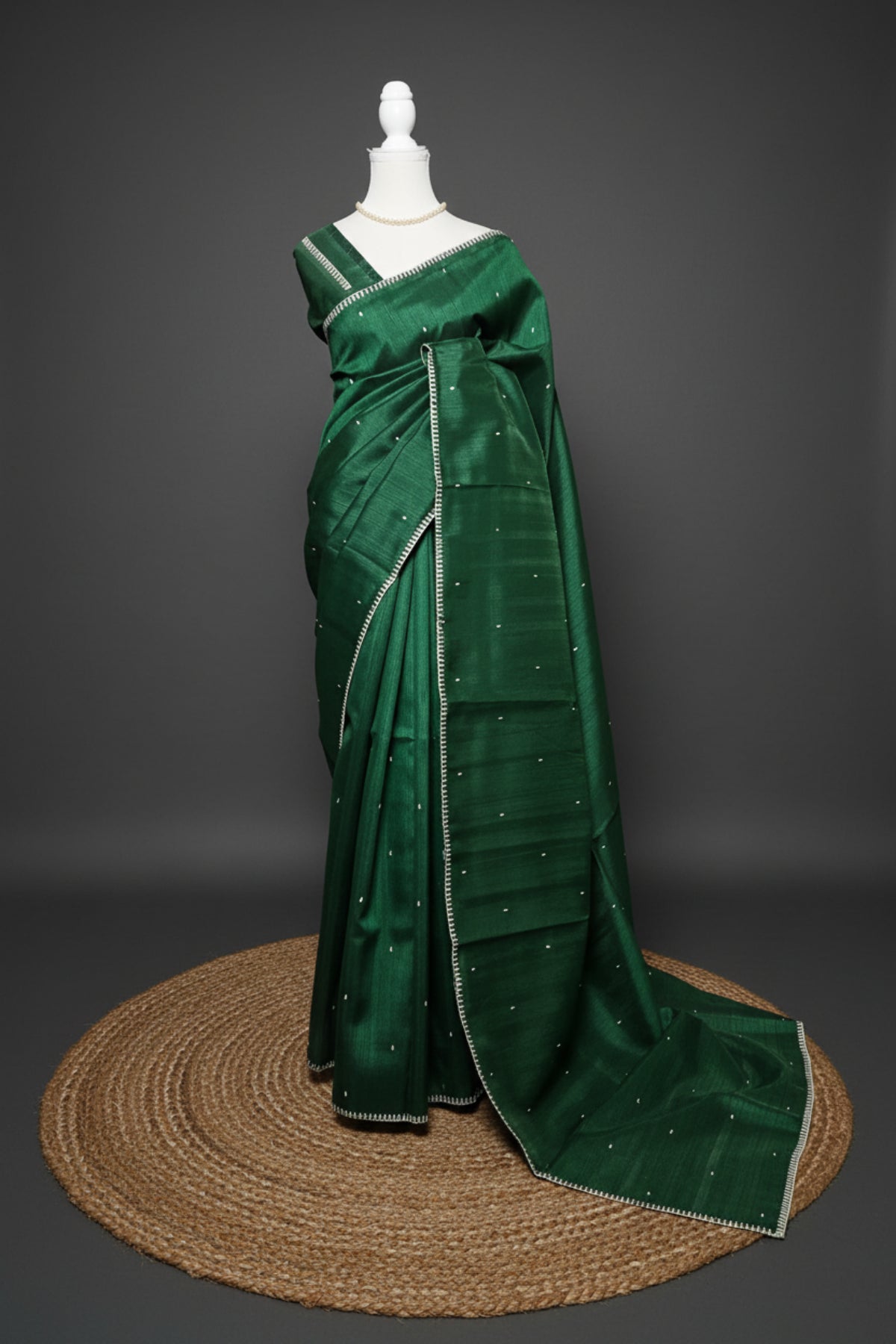 Emerald Whisper Semi Tussar Saree