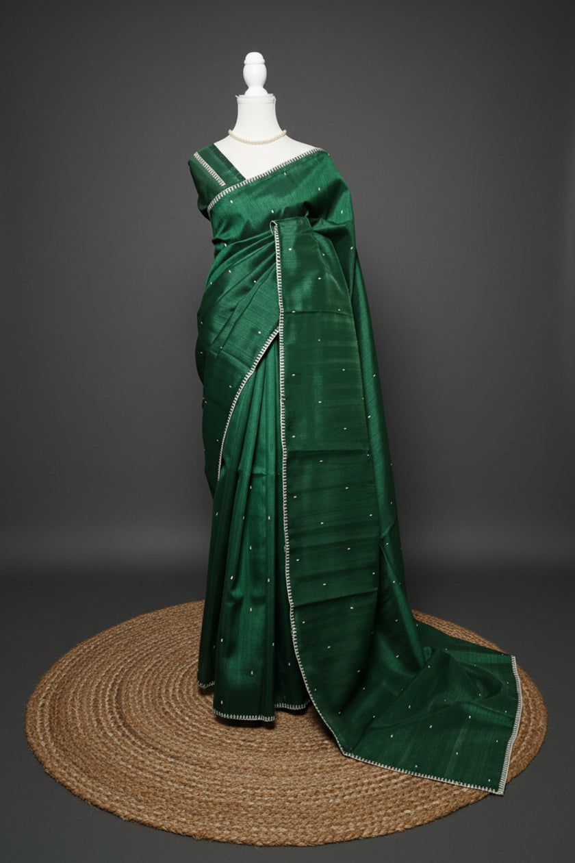 Emerald Whisper Semi Tussar Saree