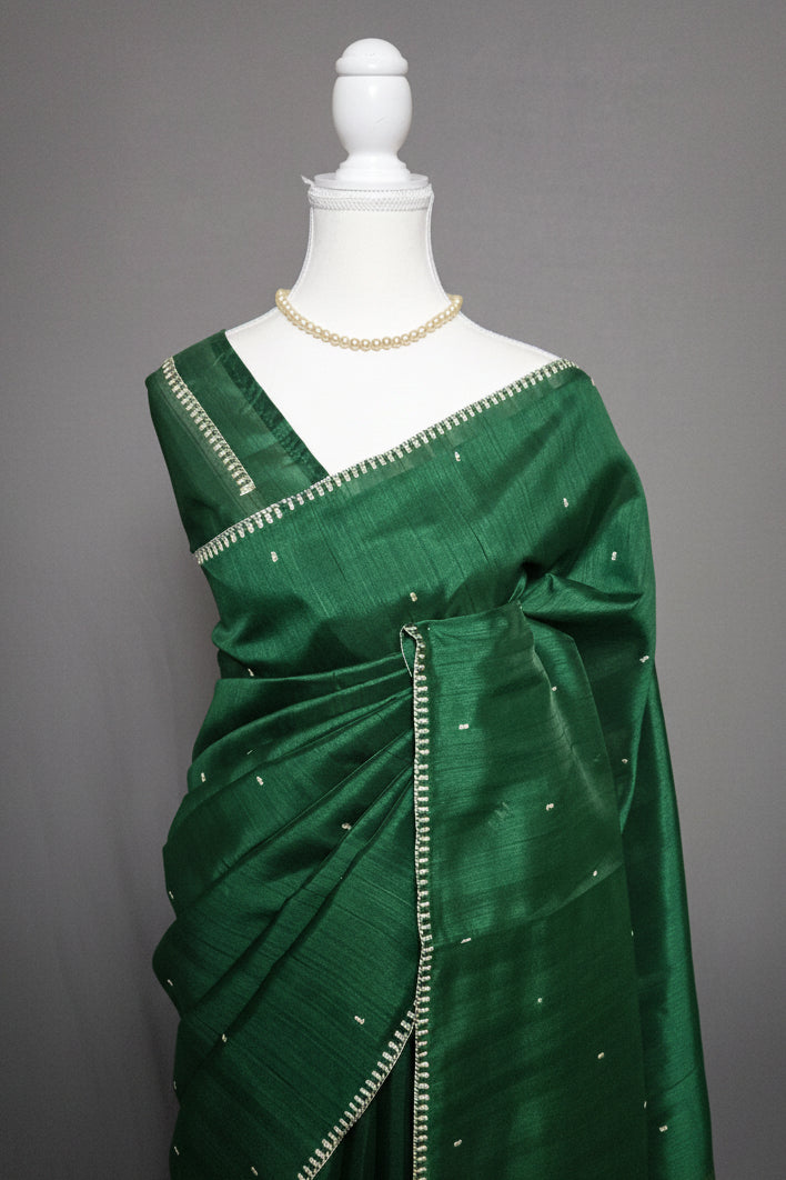 Emerald Whisper Semi Tussar Saree