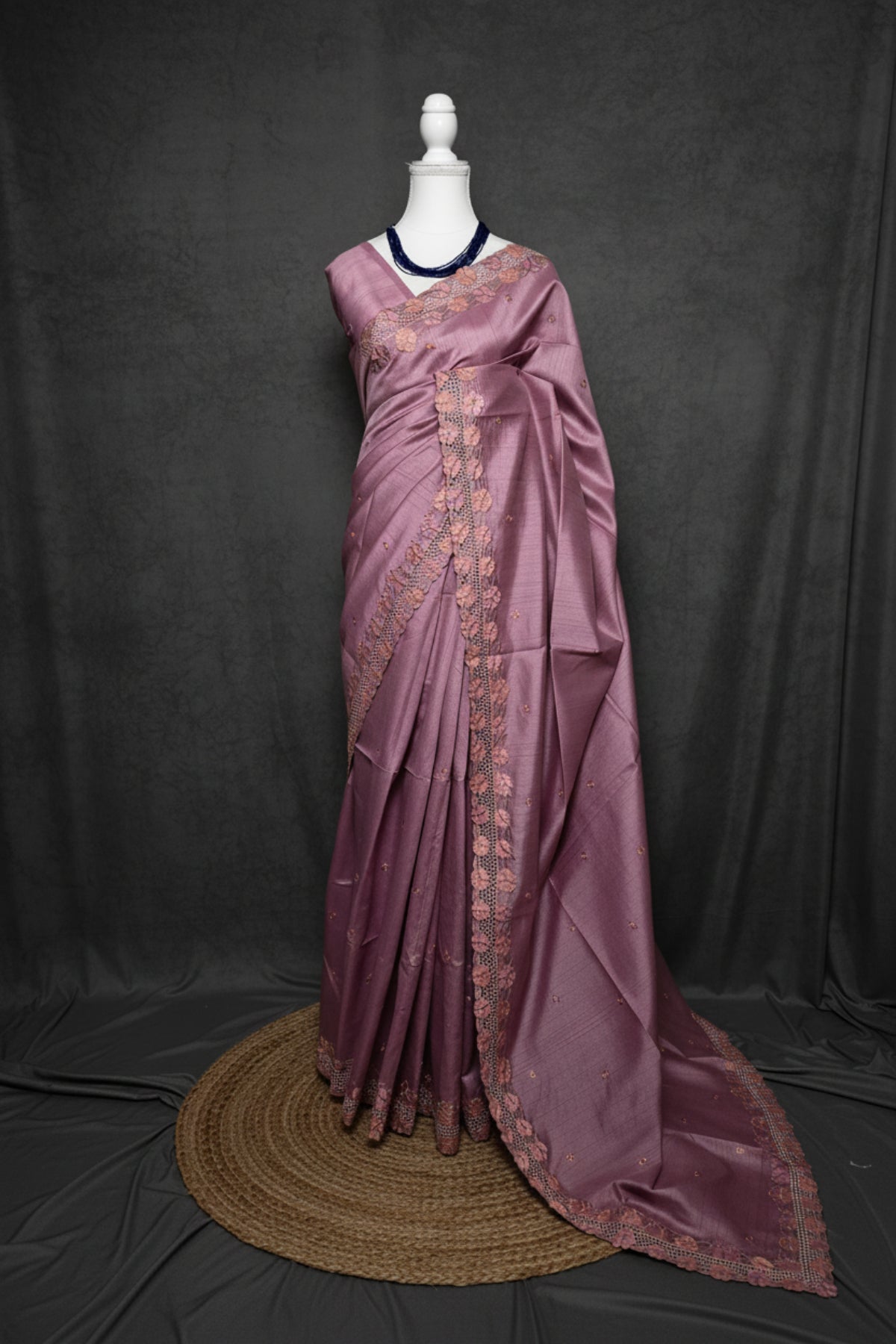 Floral Cutwork Tussar Silk
