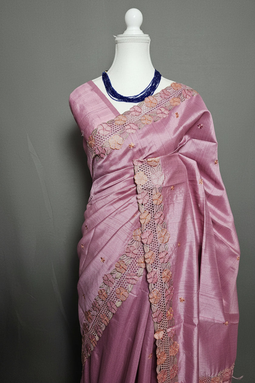 Floral Cutwork Tussar Silk
