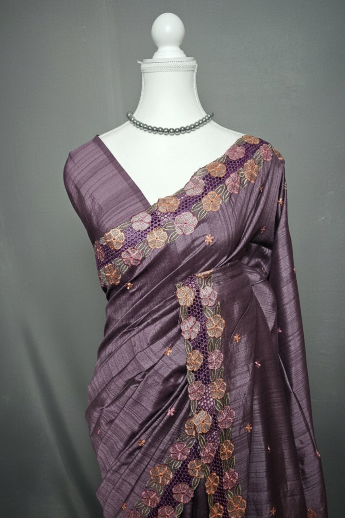 Floral Cutwork Tussar Silk