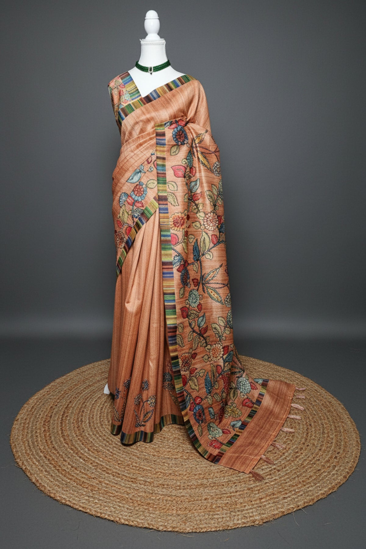 Autumn Bloom Printed Tussar Saree