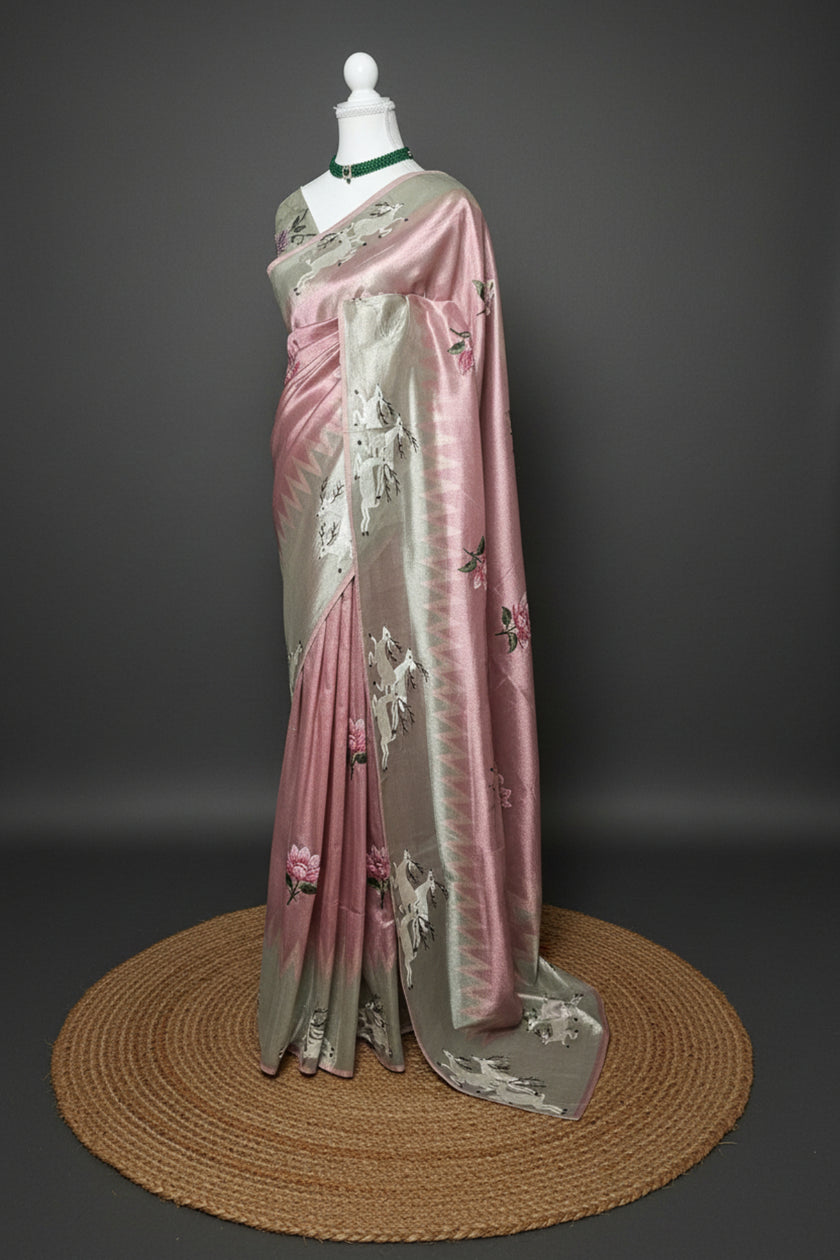 Celestial Grace Pure Kora Silk Saree