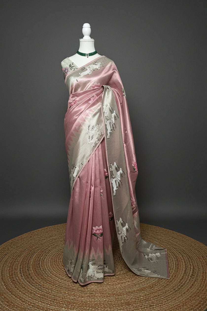 Celestial Grace Pure Kora Silk Saree