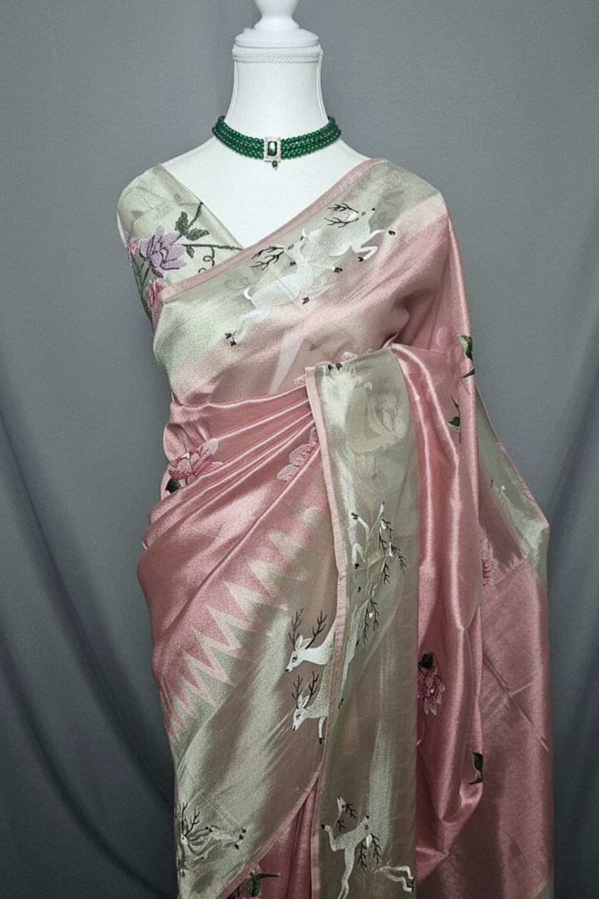 Celestial Grace Pure Kora Silk Saree