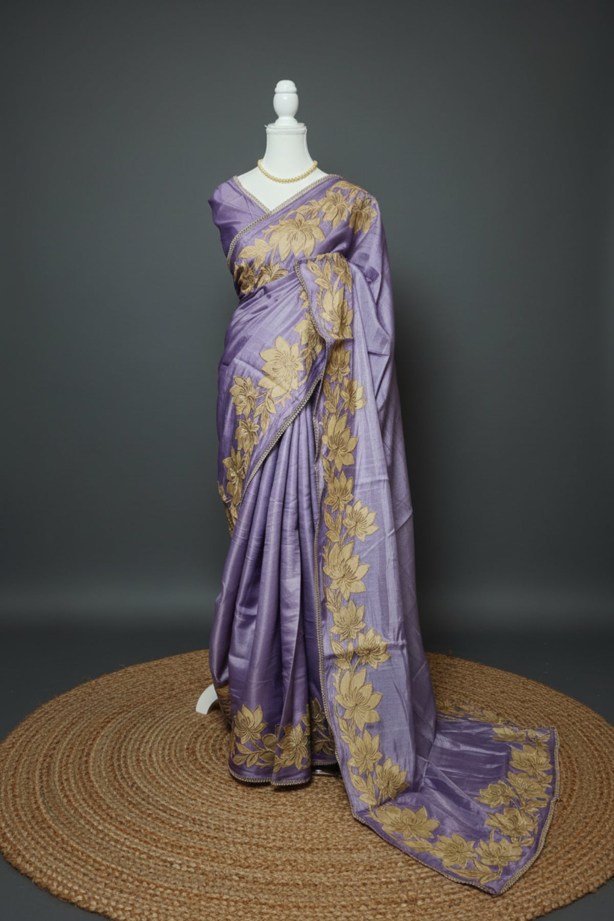 Floral Bloom Satin Tussar Saree