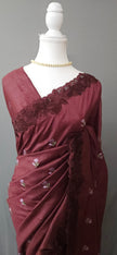 Whispering Aviary Soft Crush Tussar Cut Work Saree